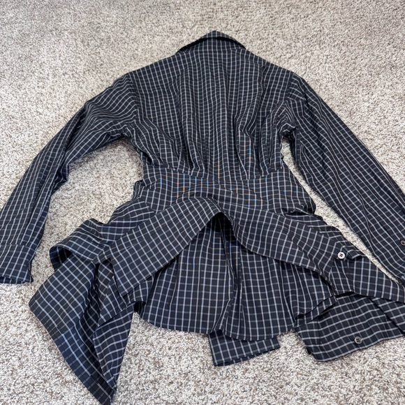 Alexander Wang Layered Checked Tie Front Poplin Shirt- S - Picture 5 of 8